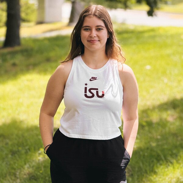 Nike Women's ISU White Dri-Fit Cropped Tank